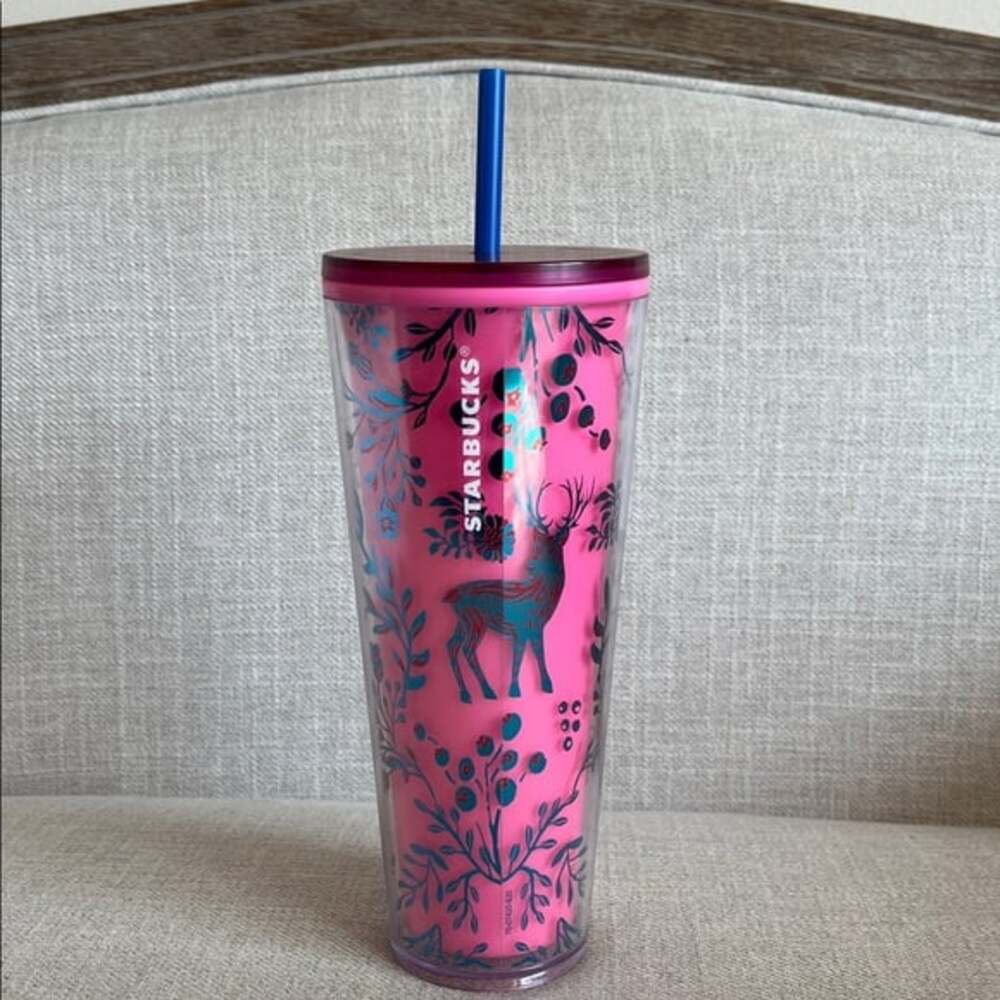Starbucks 2022 Holiday Woodland‎ Lace Color Changing Pink to Red Venti Tumbler